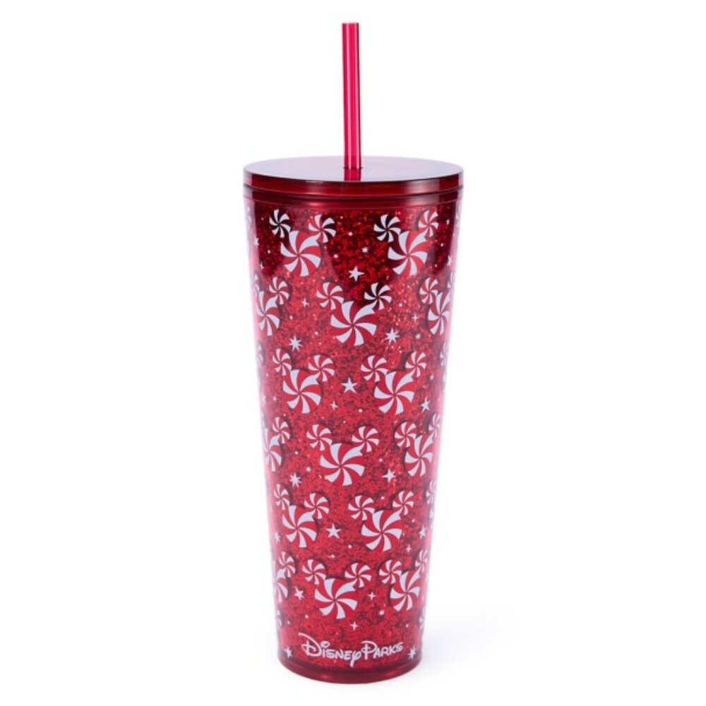 Disney Christmas Mickey Mouse Peppermint Tumbler Starbucks Red White 24 oz